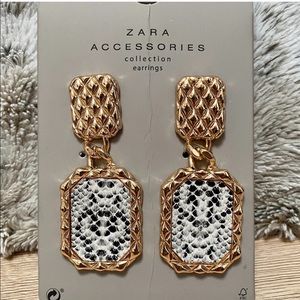 ZARA Large Gold Snakeskin Statement Earrings